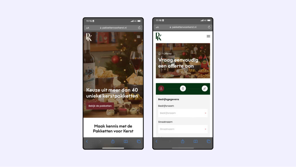 Mobiele weergave Pakketten voor Kerst