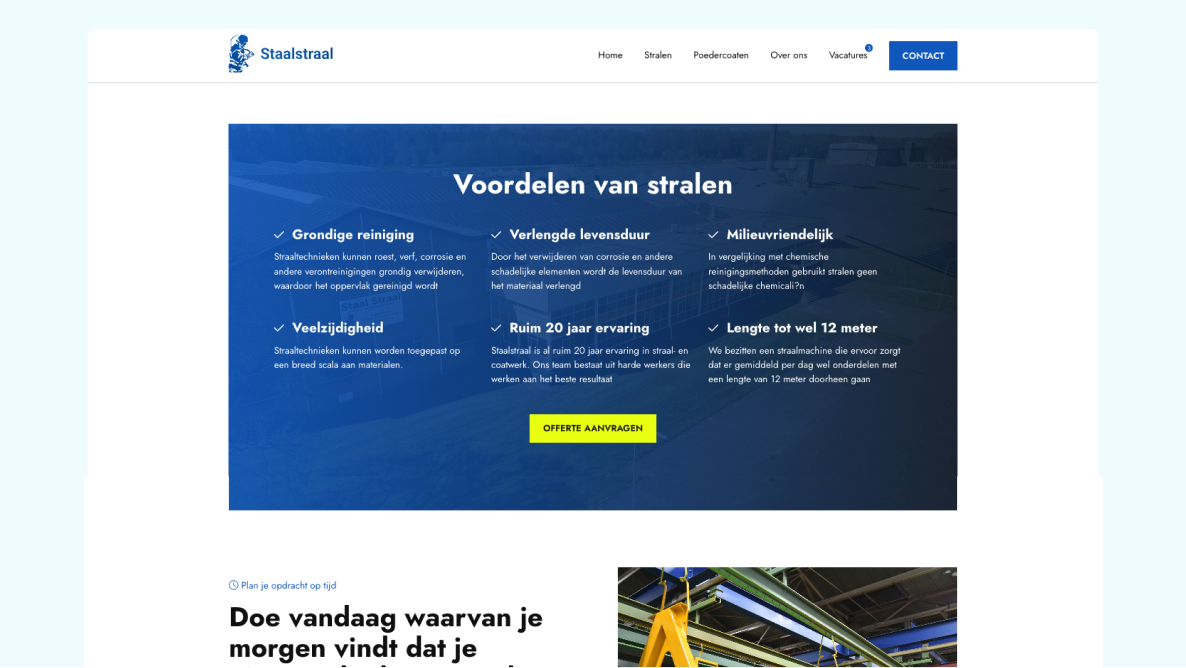 Content blok Staal Straal WordPress website